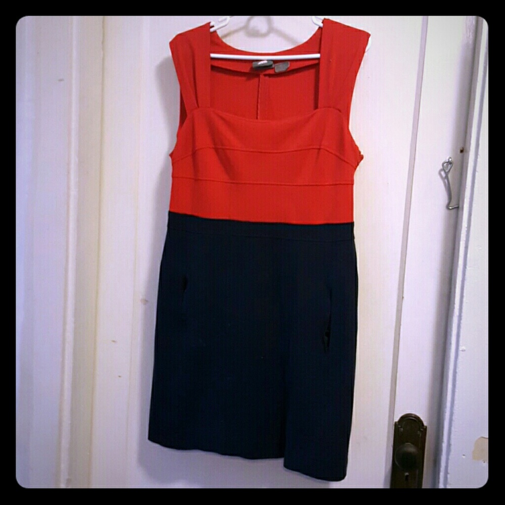 Anthropologie red and Navy bodycon dress
